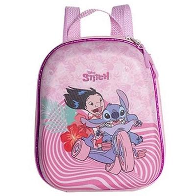 Mochila Infantil Stitch Rosa Pequena com Alças Ajustáveis Maxtoy