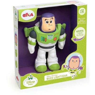 Boneco Buzz Lightyear com Som 23cm Braços Articulados Verde Elka