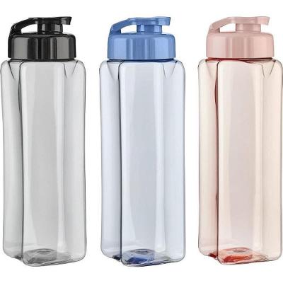 Kit 3 Garrafas Plásticas Valsa 800ML PET Tampa Flip Azul Fumê e Rosa Tiba