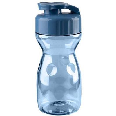 Kit 6 Garrafas Plásticas Veneza PET Tampa Flip 350ML Azul Tiba