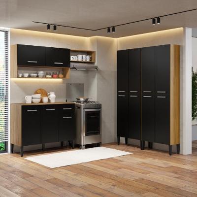 Cozinha Compacta Arizona Fusion Three 13 Portas 1 Gaveta MDP 293CM Carvalho Móveis Carraro