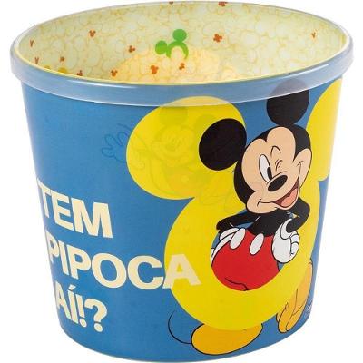 Pote Plástico Balde para Pipoca Mickey 2,1L Leve Portátil Plasútil