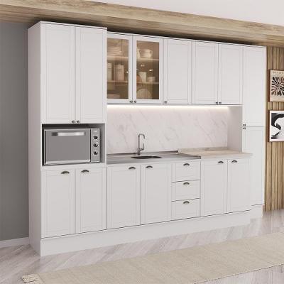 Cozinha Milla Harmony 15 Portas 3 Gavetas MDF 310CM Branco Móveis Carraro