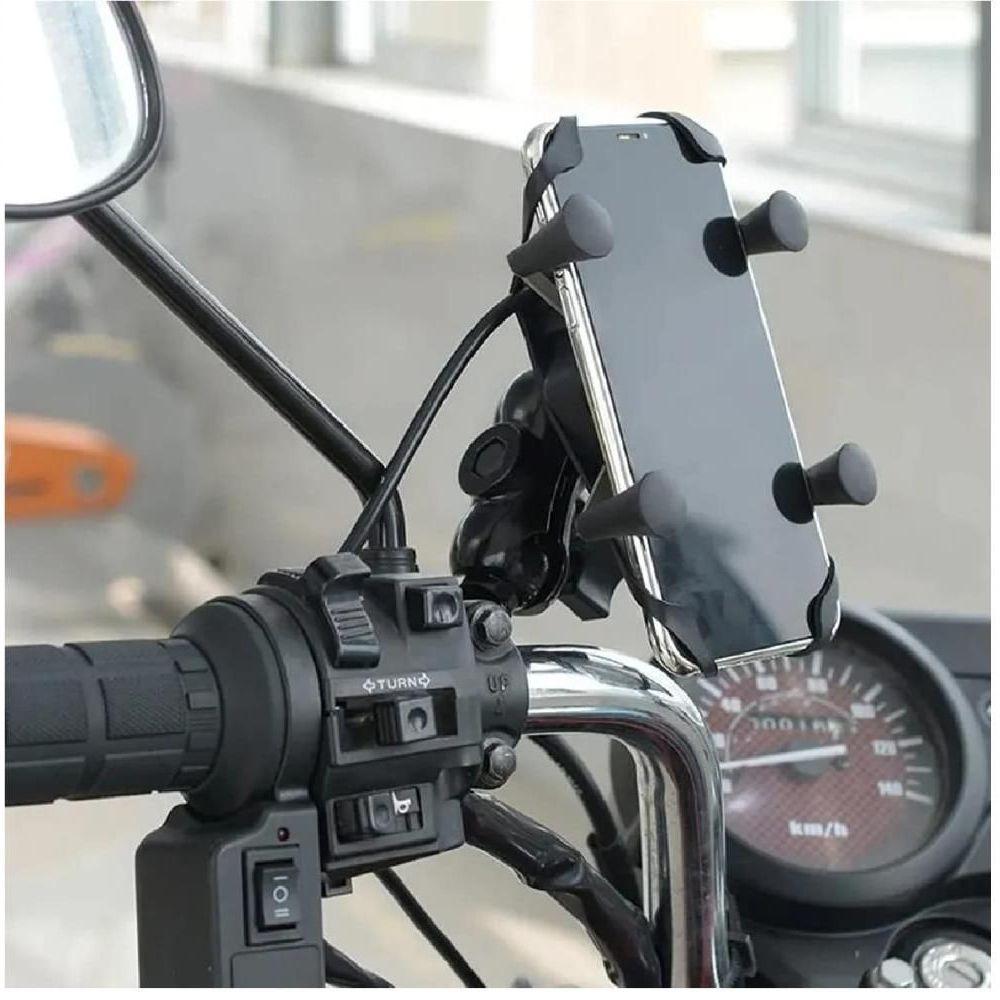 Suporte Celular Moto Garra X Com Carregador Usb Universal - 5