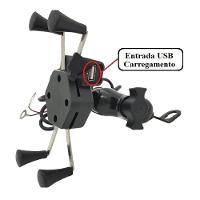 Suporte Celular Moto Garra X Com Carregador Usb Universal