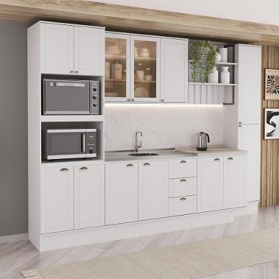 Cozinha Milla Sienna 13 Portas 3 Gavetas MDF 310CM Branco Móveis Carraro