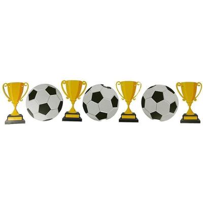 Faixa Decorativa Copa do Mundo Troféus e Bolas de Futebol 1,30M