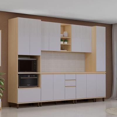 Cozinha Completa Aura 13 Portas 3 Gavetas MDF Carvalho e Cinza Cristal Luciane Móveis