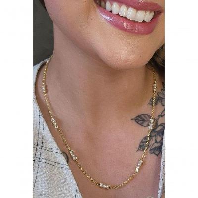 Colar Floratta Joias Mini Pérolas Banhado em Ouro 18k Dourado Feminino