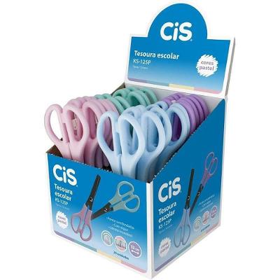 Tesoura Escolar Sertic CIS KS-125P 13cm Display 20 Cores Pastel