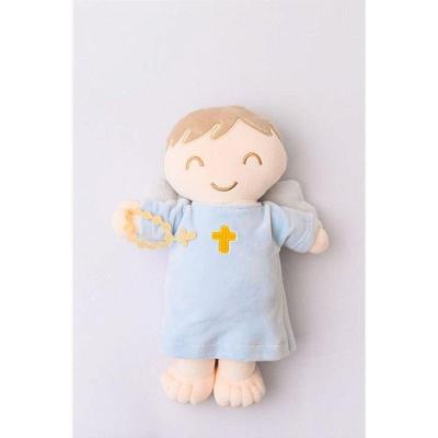 Boneca de Pelúcia Anjinho da Guarda Plush 32cm Lavável Antialérgica Azul Zip
