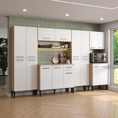 Cozinha Compacta Arizona Selene 17 Portas 1 Gaveta MDP 293CM Carvalho e Branco