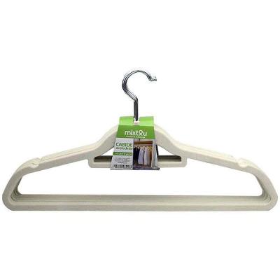 Kit 10 Cabides Veludo ABS Antideslizante Gancho Giratório Bege Santana