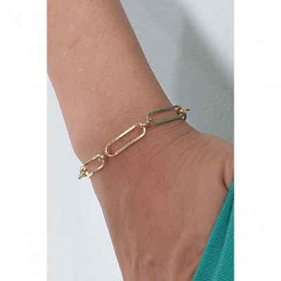 Pulseira Floratta Joias Elos Intercalados Banhado em Ouro 18k Dourado