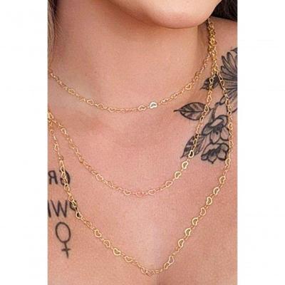 Colar Floratta Joias Triplo de Coração Banhado em Ouro 18k Dourado
