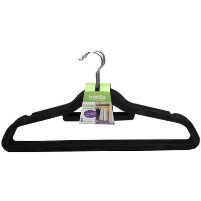 Kit 10 Cabides de Veludo Antideslizante com Gancho Giratório para Guarda Roupa Preto Santana