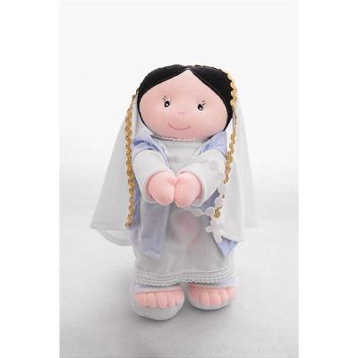 Boneca Pelúcia Religiosa Maria 32cm Bordada Azul Zip