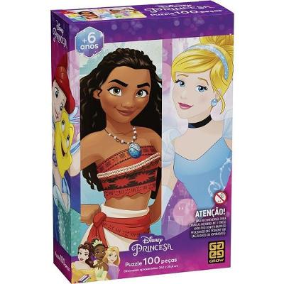 Quebra-Cabeça Cartonado Princesas 100 Peças Raciocínio Lógico Grow