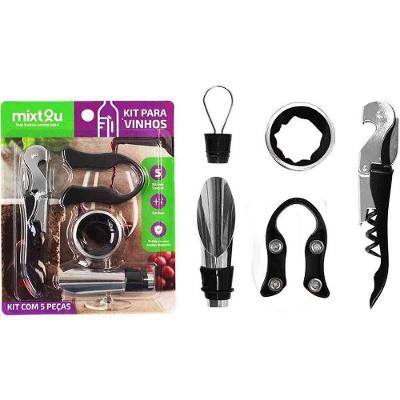 Kit para Vinho 5 Peças Inoxidável Prático Elegante Inox Santana