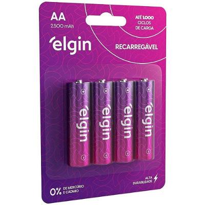 Pilha Recarregável Elgin AA 2500mAh 1,2V 16 Unidades