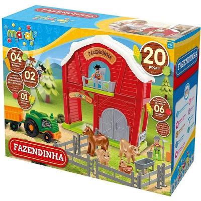 Brinquedo Educativo Fazendinha 21 Peças com Trator e Animais Maral