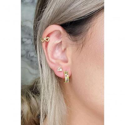 Piercing Floratta Joias Mini Coração Banhado em Ouro 18k Dourado