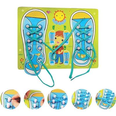 Brinquedo Educativo Sapato MDF Aprender Laço Cadarço Toy Mix