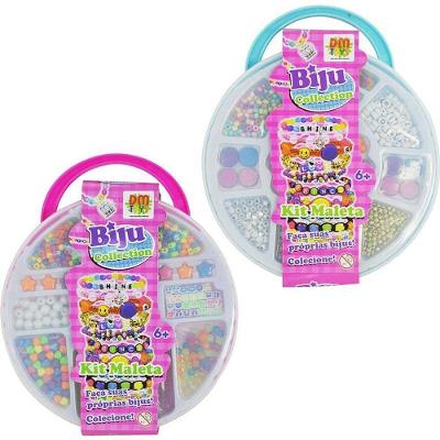 Kit de Bijuterias Infantil Maleta Biju Collection com Contas Miçangas e Acessórios DM Toys