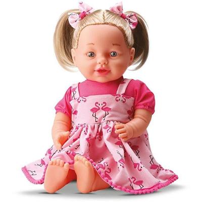 Boneca Talk Baby Frases 44cm Corpo Tecido e Som Talk Satisfied