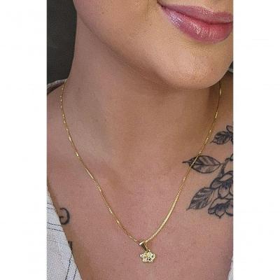 Colar com Pingente Floratta Joias Patinha de Cachorro Ouro 18k Colorido Dourado
