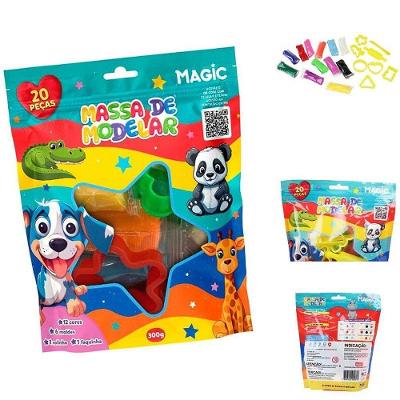 Massa de Modelar Magic 300g 12 Cores 6 Moldes Cuca Criativa