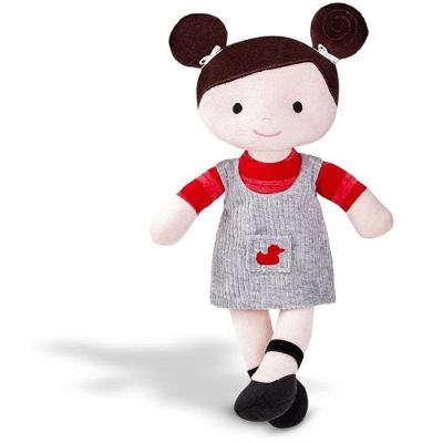 Boneca de Pelúcia Lara Morena 35cm Olhos Bordados Macia Zip