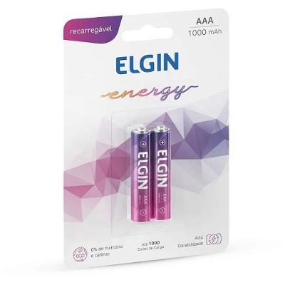 Pilha Recarregável Elgin Palito AAA 1000MAH 1.2V com 2 Unidades