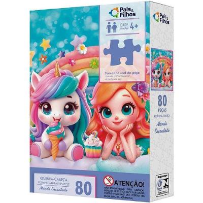 Quebra-cabeça Cartonado Reino Encantado 80 Peças Pais & Filhos
