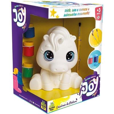 Boneco Joy Unicorn Pintura Lavável com Pincel e Tintas Samba Toys