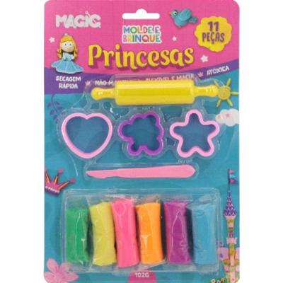 Kit Massa para Modelar Princesas 11 Peças com Moldes Atóxica