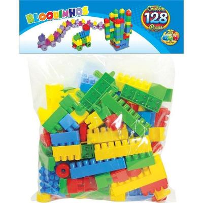 Blocos de Montar 128 Peças 11 Modelos Coloridos GGB Plast