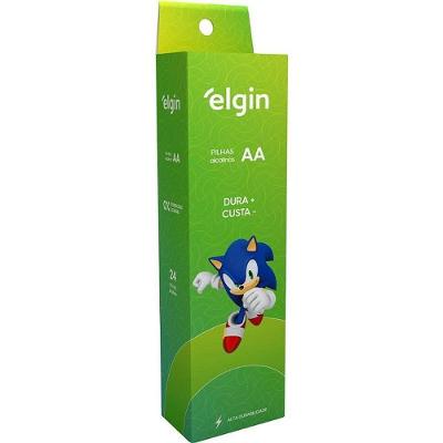 Pilha Alcalina AA Elgin Tubo com 24 Unidades 1,5V