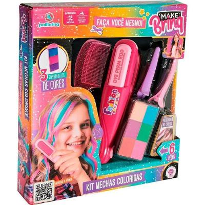 Kit Maquiagem Infantil Make Brinq Mechas Coloridas Polibrinq