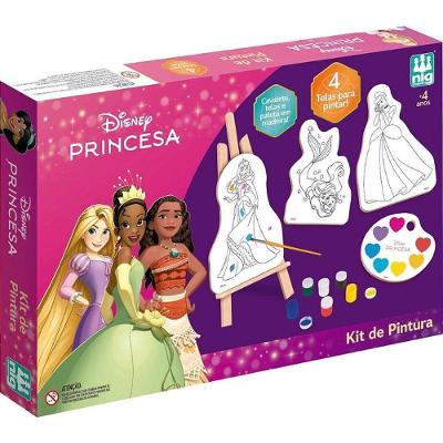 Kit de Pintura Princesas com Cavalete Guache e Pincel Nig Brinquedos