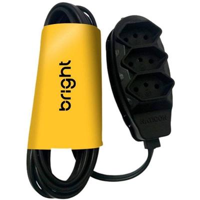 Extensão Elétrica Tripolar 3m 3 Tomadas Bivolt Preta Bright