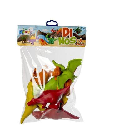 Kit de Dinossauros com 8 Peças em Polipropileno Kendy Brinquedos