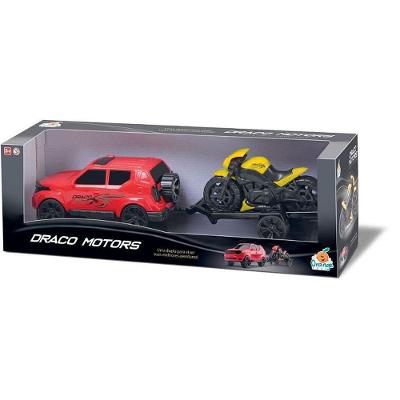 Carrinho com Moto Jeep Draco Engate Traseiro Cores Sortidas Orange Toys