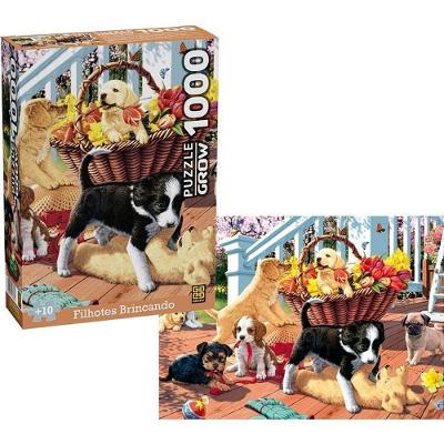 Quebra-Cabeça Cartonado Filhotes Brincando 1000 Peças Grow