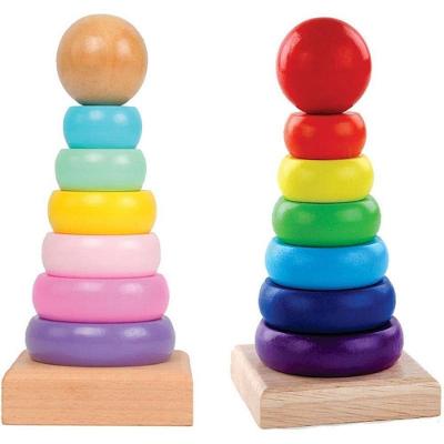 Brinquedo Pedagógico Madeira Torre de Encaixe Colorida Toy Mix