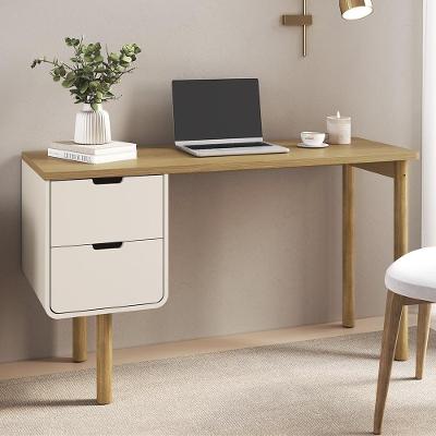 Escrivaninha Retangular Luara A10 2 Gavetas MDF-MDP 136CM Off White Mpozenato