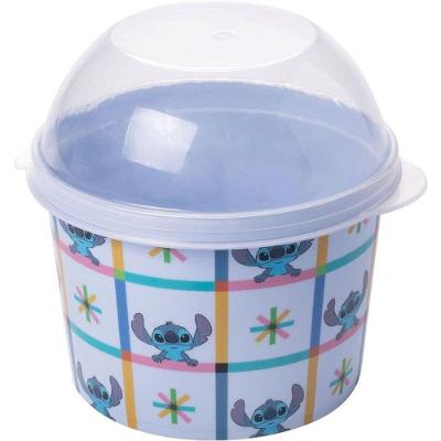 Pote Multiuso Plástico Stitch 400ML para Lanches Azul Plasútil