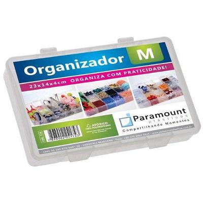 Organizador Box m 23x14x4cm Plástico Transparente Empilhável Paramount Plásticos