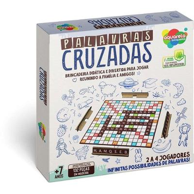 Jogo de Tabuleiro Palavras Cruzadas 100 Peças Madeira Aquarela