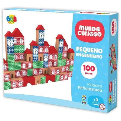 Brinquedo Pedagógico Madeira Pequeno Engenheiro 100 Peças GGB Plast
